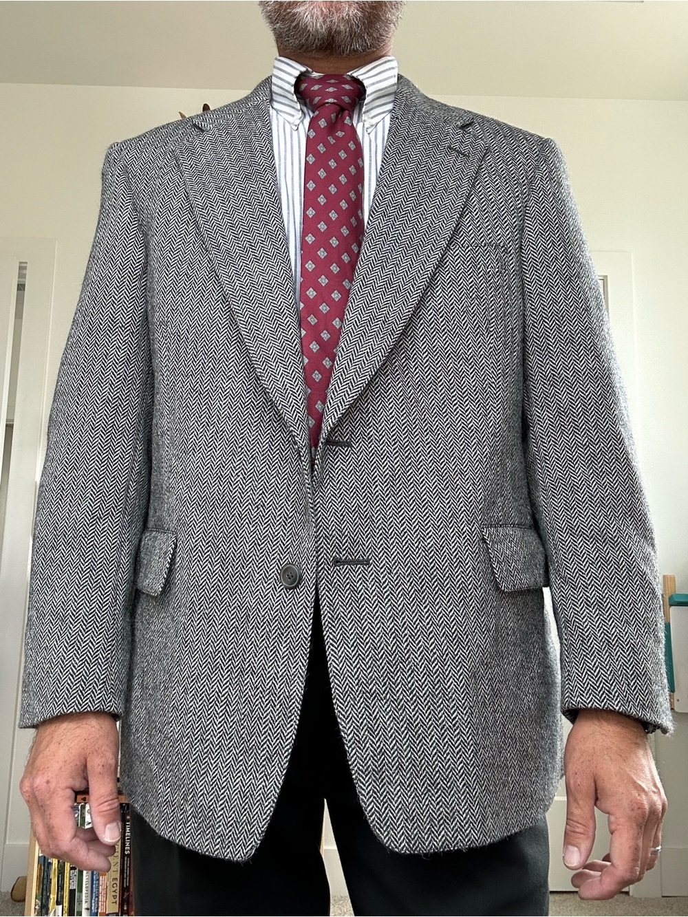 Norm Thompson Gray Herringbone Sport Blazer